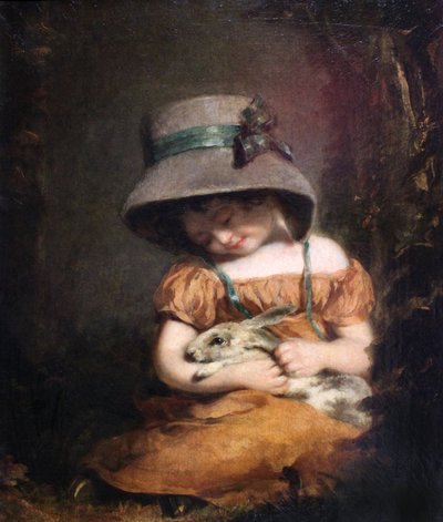 Mädchen mit einem Kaninchen von John Hoppner